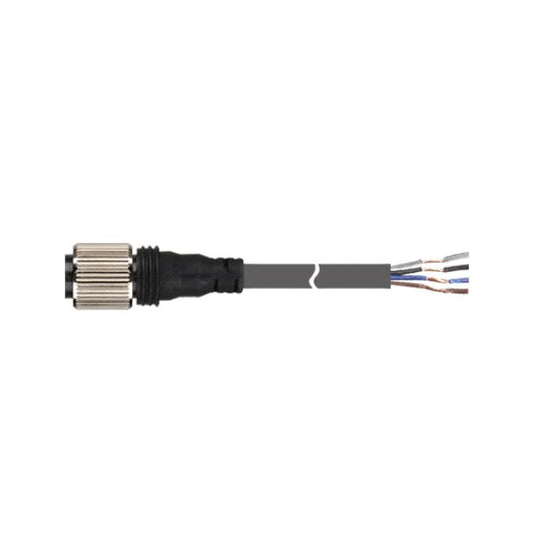 Oil-Resistant M12 Female Straight Connector Cable with 4 Wires - Image 1