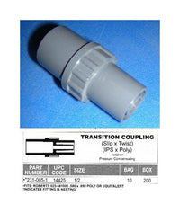 FlexPVC® 1/2" Polyvinyl Chloride Transition Couplers