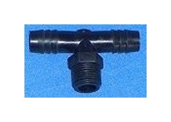 FlexPVC 1/2 Inch PVC Barb Tee Fitting with 3/8" Male Pipe Thread - Image 1