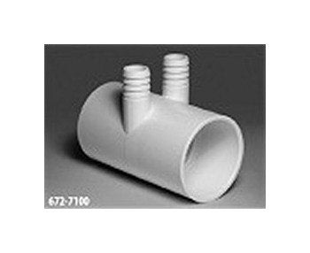 FlexPVC 2" Slip Socket x 2" Socket x 2 3/4" Ribbed Barb PVC Manifold - Image 1