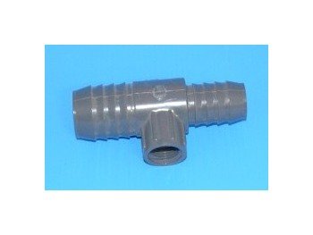 USA-Made PVC Barb Tee Fitting, 1-1/4x1x3/4 Inch - Image 1