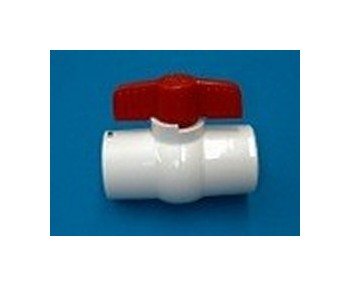 FlexPVC® 1 Inch PVC Ball Valve - 150 psi Working Pressure, White/Red Handle - Image 1