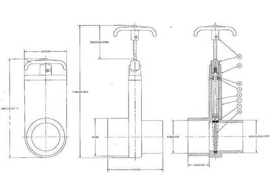 FlexPVC 2.5" Slip x 2.5" Socket Gate Valve - Image 1