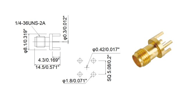 RF SMD PCB Mount SMA Connector with Jack - DC to 18 GHz Range - Image 2