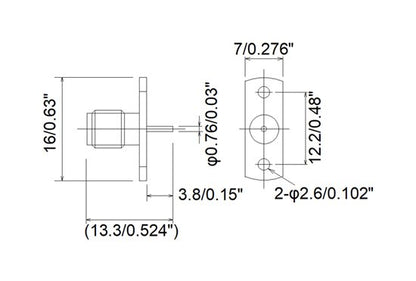 SMA Connector with Flange Mount Jack (RF Subminiature, PCB) - Image 2