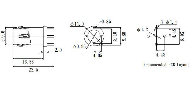 JCC RF Micro BNC Connector with PCB Mount - Image 1