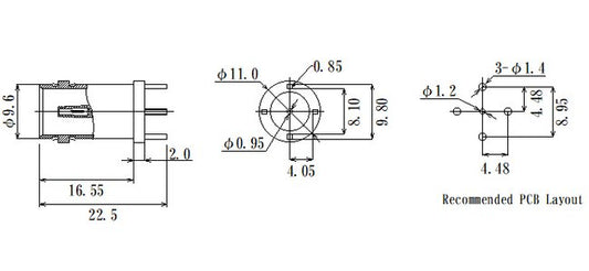 JCC RF Micro BNC Connector with PCB Mount - Image 1