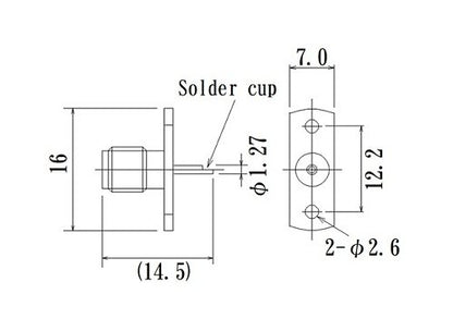 RF SMA Connector with Flange Mount Jack Solder Cup - Image 2