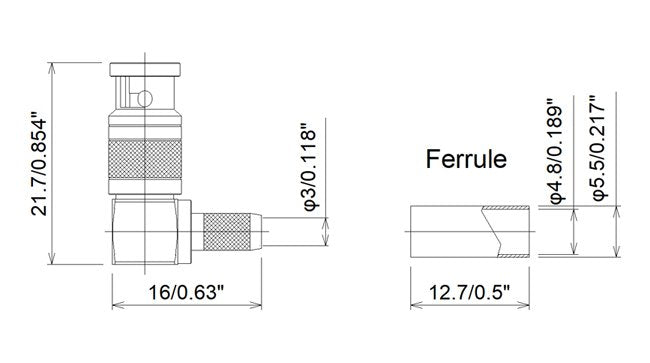 JCC RF Micro BNC Connector with Right Angle Cable Plug - Image 1