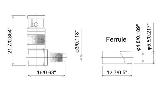 JCC RF Micro BNC Connector with Right Angle Cable Plug - Image 1
