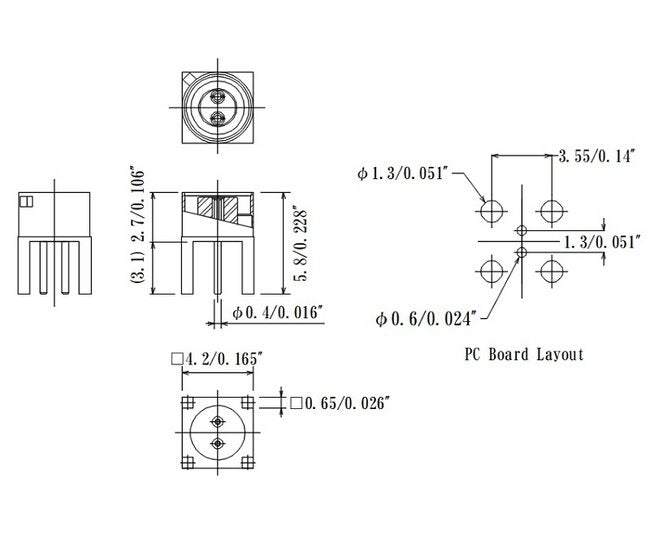 JCC D2RF Quick Lock PCB Mount Differential Connector - Image 2