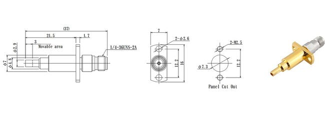 JCC Radio Frequency Coaxial Check Probe with Flange - SMA Jack - Image 2