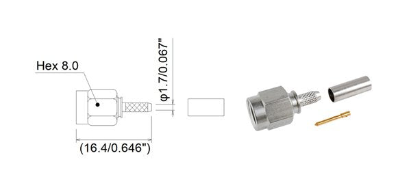 JCC SubMiniature Version A (SMA) RF Connector with Flexible Cable - Image 2