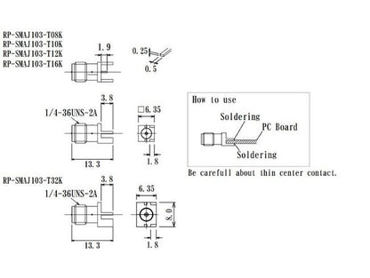 JCC RPSMA RF Reverse Polarity SubMiniature Connector with End Launch - Image 2