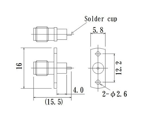 JCC Printed Circuit Board (PCB) RF SubMiniature SMA Connector with Flange Mount Jack - Image 2