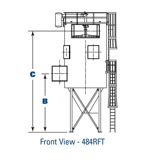 Donaldson RF Baghouse Dust Collector - High Body Inlet, 859 ft² Bag Cloth Area - Image 4