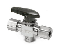SBT Series 3.8mm Three-Way Trunnion Ball Valve with SUPERLOK® Inlet