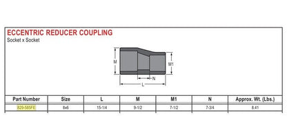 8x6 Schedule 80 PVC Coupler - Image 1