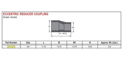 6 X 4 Inch Schedule 80 PVC Coupler - Image 1