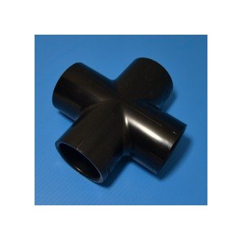 USA-Made Schedule 40 Gray PVC Cross Fitting 1-1/2 inch - Image 1