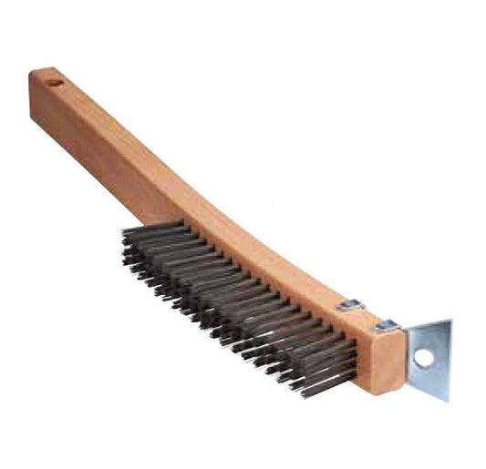 Tanis® Black Temper Wire Scraper Brush with Curved Handle - Image 1