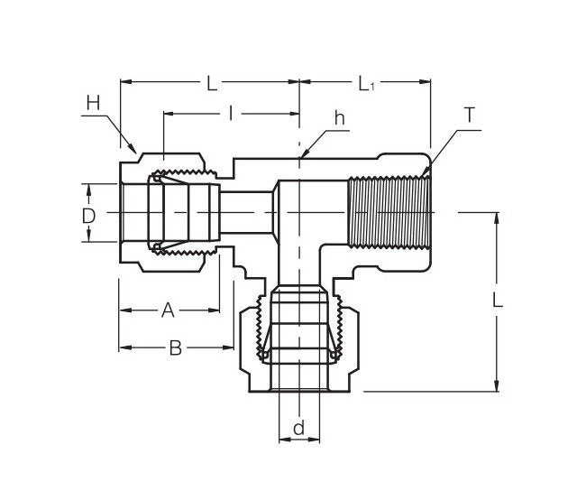 SFRTI 12mm Tube OD Female Run Tee Fitting with 1/4in Thread - Image 2