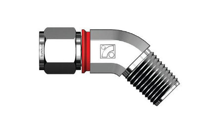 45 Degree Male Elbow Connector for 3/8in Tubes with NPT Threads - Image 1