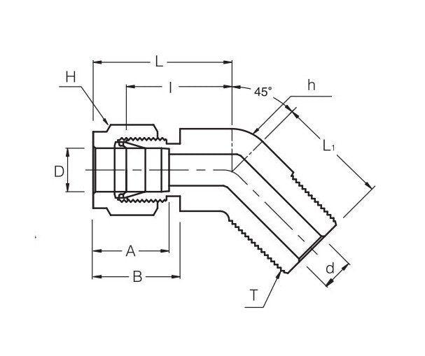 45 Degree Male Elbow Connector for 3/8in Tubes with NPT Threads - Image 2