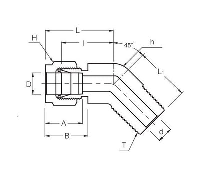45 Degree Male Elbow Connector for 3/8in Tubes with NPT Threads - Image 2