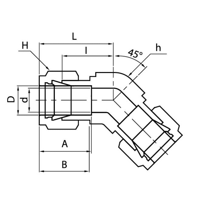 Shuei 3/4 inch Tube 45 Degree Union Elbow - Image 2