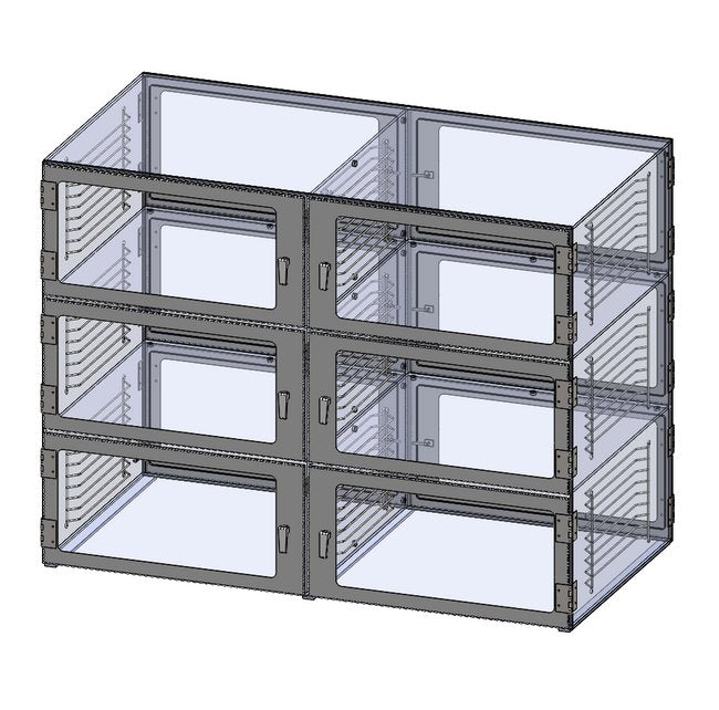 Clear Acrylic Pass-Through Desiccator Cabinet - 6 Chamber, 18 Inch Depth - Image 1