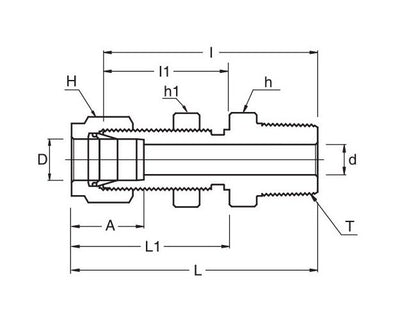 SMCB Series 1/8in Dimension T Bulkhead Male Connector - Image 2