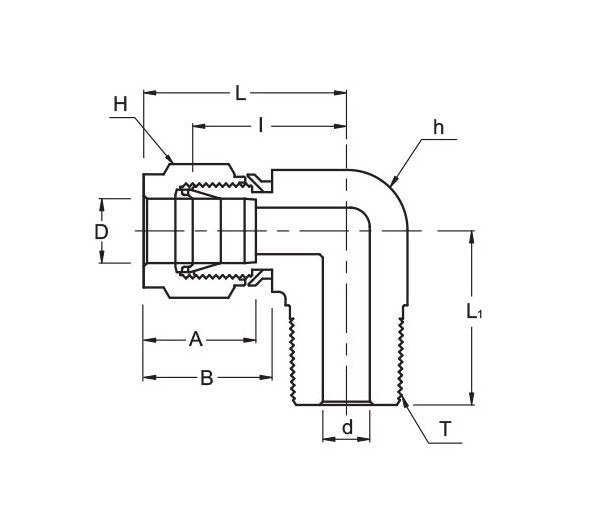 20mm Tube Male Elbow Connector - 1/2in Thread Size - Image 2