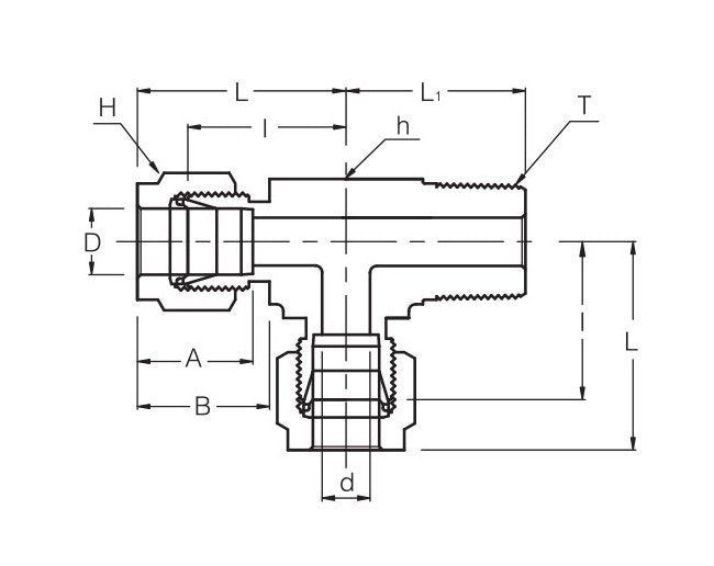 SMRTI Series 20mm Tube OD Male Run Tee Fitting - Image 2