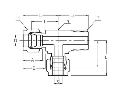 SMRTI Series 20mm Tube OD Male Run Tee Fitting - Image 2