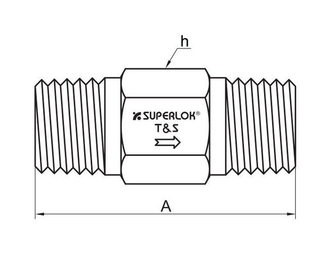 One-Piece Check Valve SOCV Series - 64.5mm Dimension A, 19.1mm Hex h - Image 2
