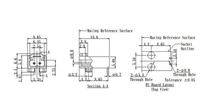 JCC LLC2 Series PC Board Mount Right Angle 2-Pole Latch Lock Connector - Image 2