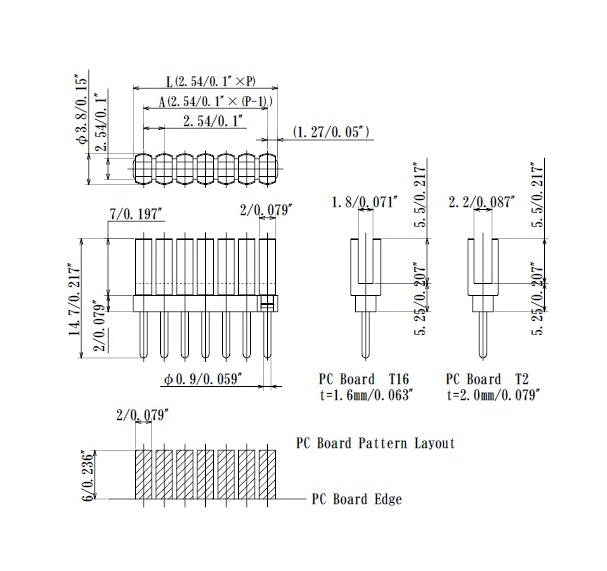 Low Outgassing Slit Pin for PC Board Card Edge, 2.54mm Pitch - Image 2