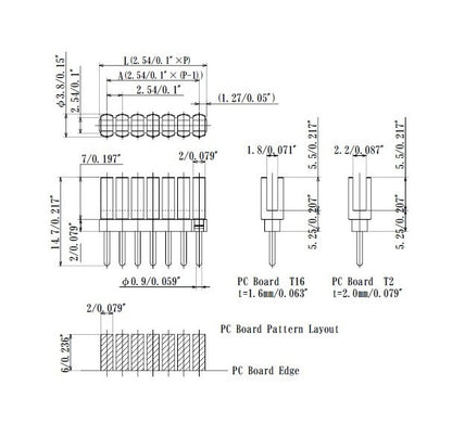 Low Outgassing Slit Pin for PC Board Card Edge, 2.54mm Pitch - Image 2