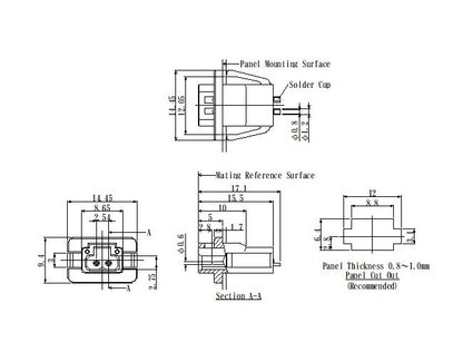 JCC LLC2 2-Pole Latch Lock Connector - Panel Mount - Image 2
