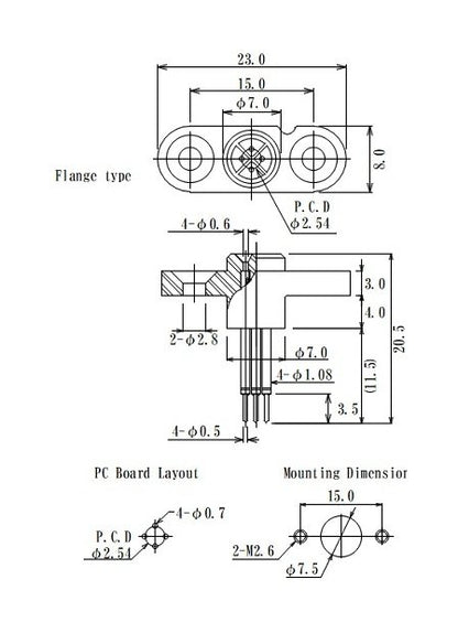 JCC 4-Pin Heat Resistant Laser Diode Socket with Flange - Image 2