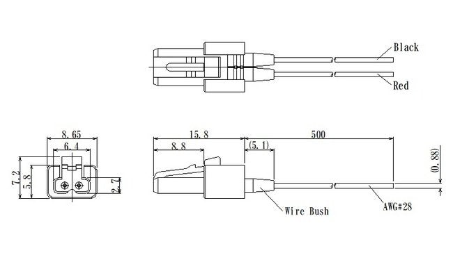 JCC LLC2 Series 2-Pole Latch Lock Connector with 500mm Wire - Image 2