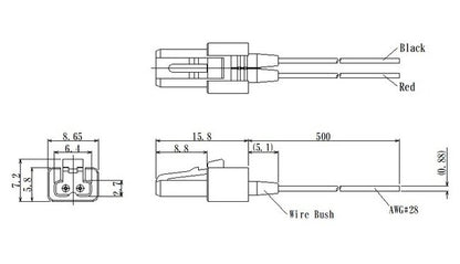 JCC LLC2 Series 2-Pole Latch Lock Connector with 500mm Wire - Image 2