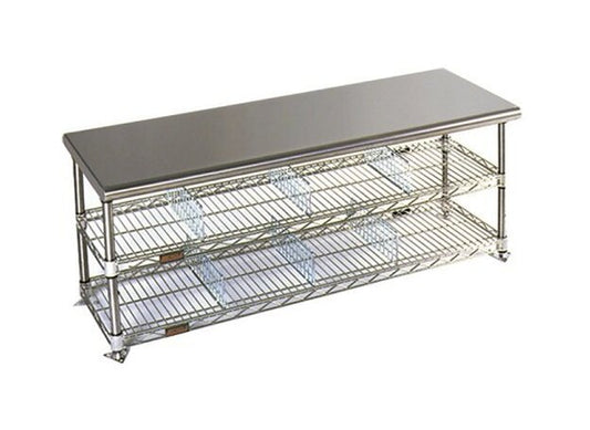 48" Solid Seat Top Electropolished Gowning Bench - Image 1