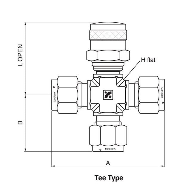 SUPERLOKÂ® SPUV Series 1/2 Inch Tee Type Purge Valve - Image 2