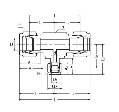 SRUTI Series 1in x 3/8in Reducing Union Tee Fitting - Image 2