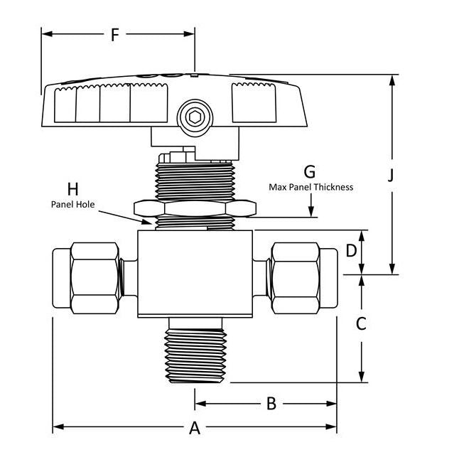 SSP Corp. EB Series Encapsulated 3-way Ball Valves - C-276, 1/4 in, XQS Flow Pattern - Image 2