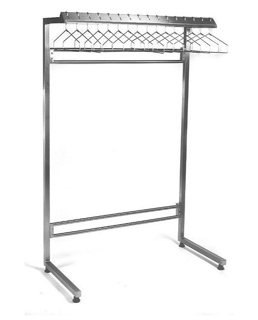 Stainless Steel Freestanding Cantilevered Rack with 28 Slot Non-Removable Hanger - 84x24 in - Image 1