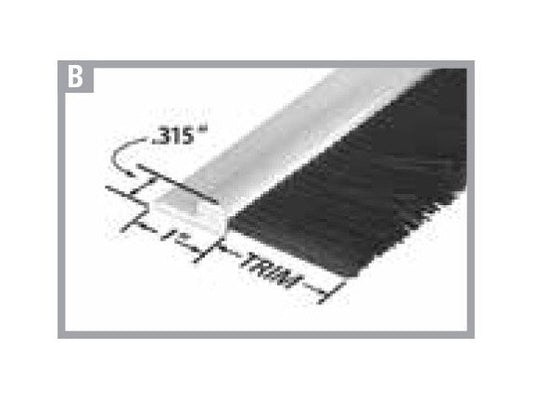 Tanis® 1 Inch H-Profile Rigid PVC Strip Brush - 72 Inch Overall Length - Image 1