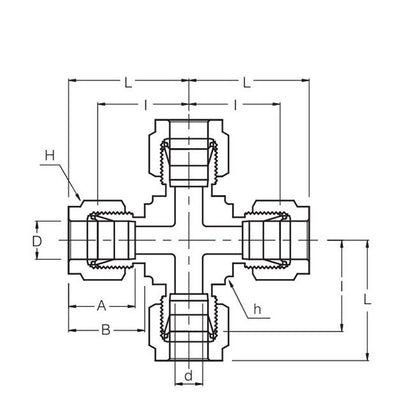 6mm Tube Outside Diameter Union Cross Fitting - Image 2